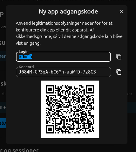EscapeCloud-Nextcloud-Persionlig-Sikkerhed-Ny-app-adgangskode-QR